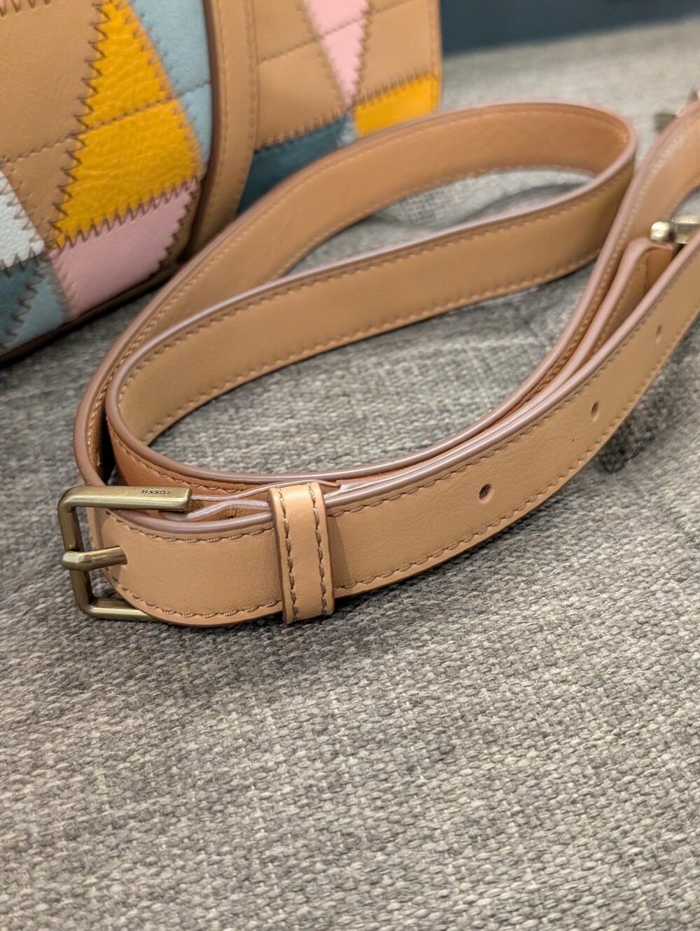 Fossil Geometric Patchwork Leather And Suede Shopper Tote - Picture 2 of 7